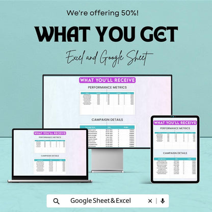 Administration PR Campaign ROI Calculator Template | Excel & Google Sheets PR Performance Tracker