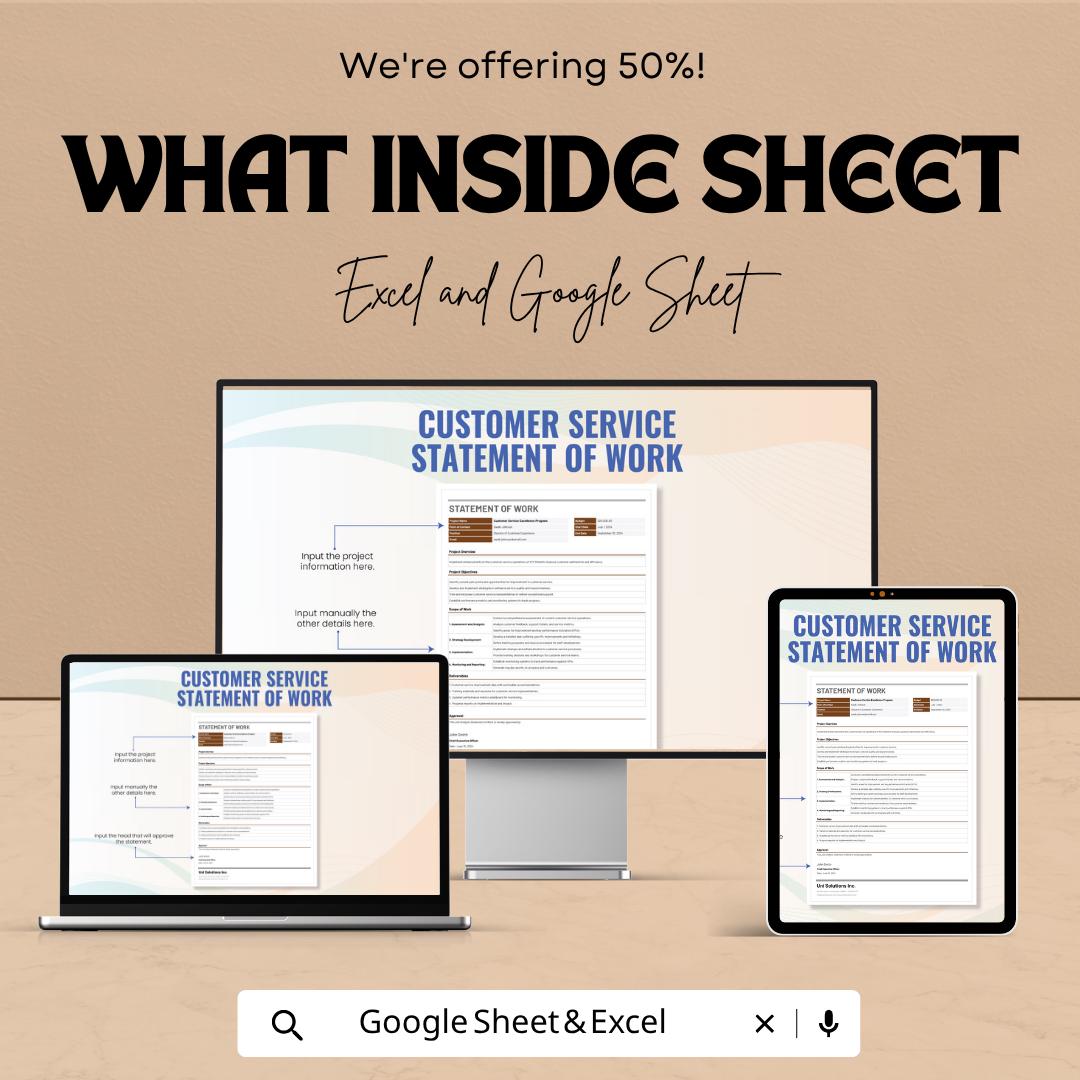 Customer Service Statement of Work Template | SOW Template | Project Scope Document | Business Proposal Template