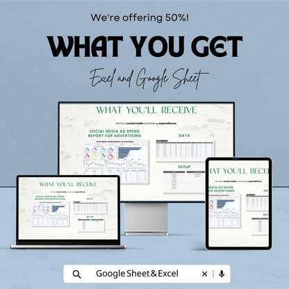 Social Media Ad Spend Tracker Excel | Advertising Budget Report Template | Marketing Analytics Dashboard | Ad Performance Tracker