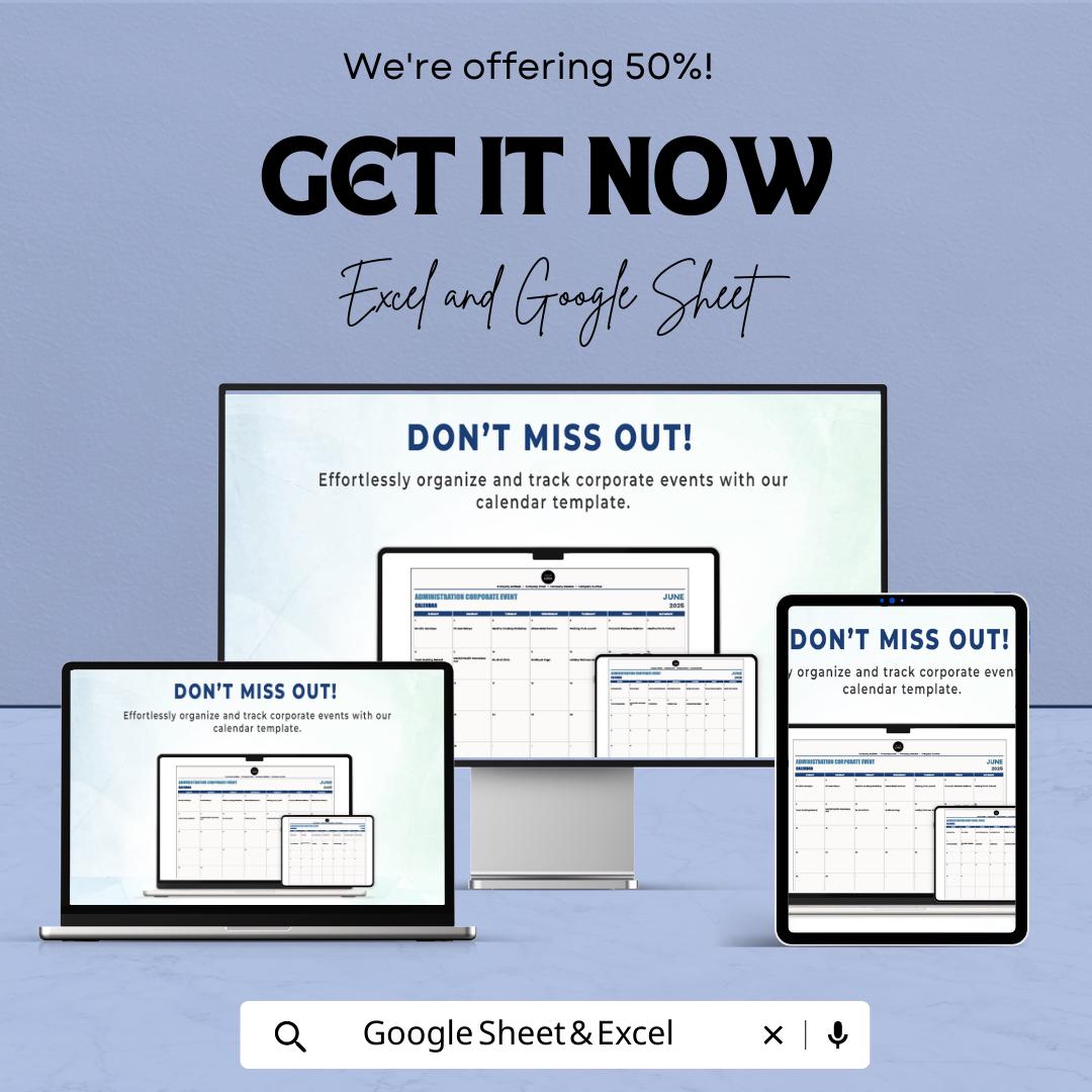 Administration Corporate Events Calendar Template | Business Event Planner | Monthly Event Calendar | Office Event Tracker | Event Planning 