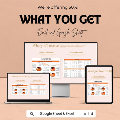 Transport and Logistics IT Budget Spreadsheet | Excel & Google Sheets | Logistics Cost Planner | Transportation IT Budget Template