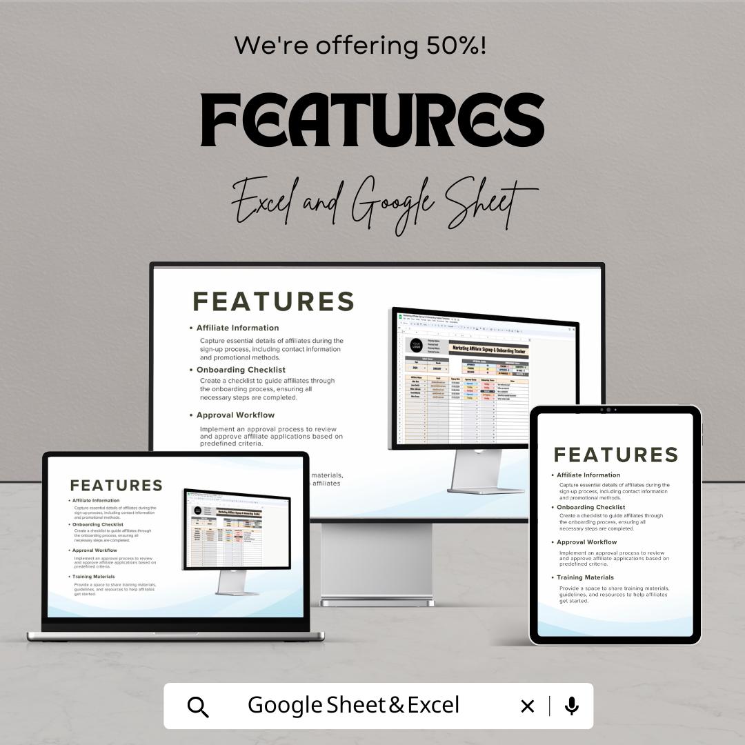 Marketing Affiliate Signup & Onboarding Tracker Template | Affiliate Program Management | Partner Tracking sheet | Business CRM Template
