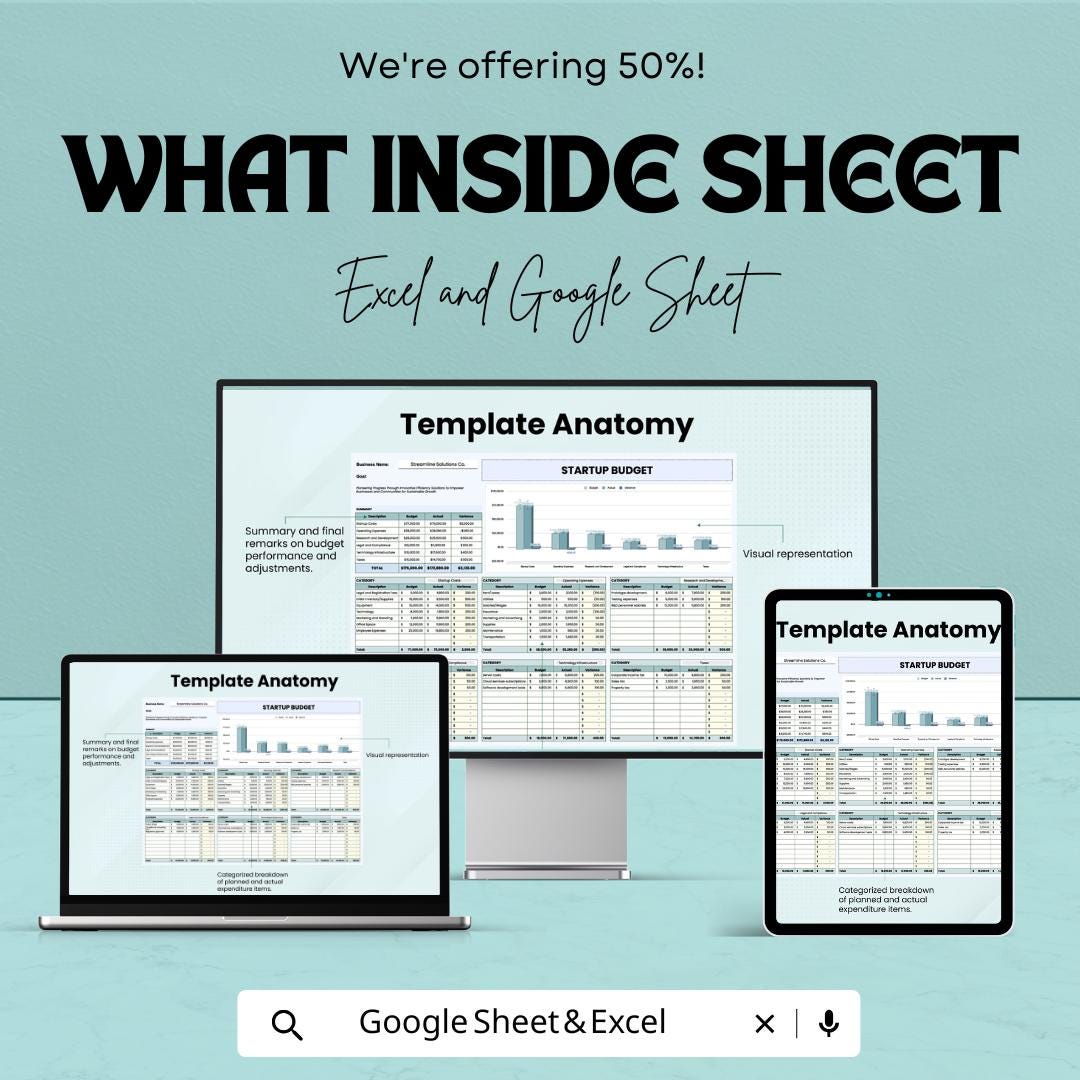 Startup Budget Sheet Template - Excel and Google Sheets for Financial Planning & Tracking