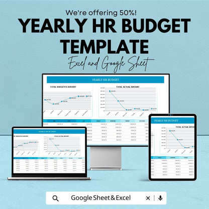 Yearly HR Budget Template | Excel & Google Sheets HR Budget Planner | Annual HR Expense Tracker | Human Resources Budget Spreadsheet