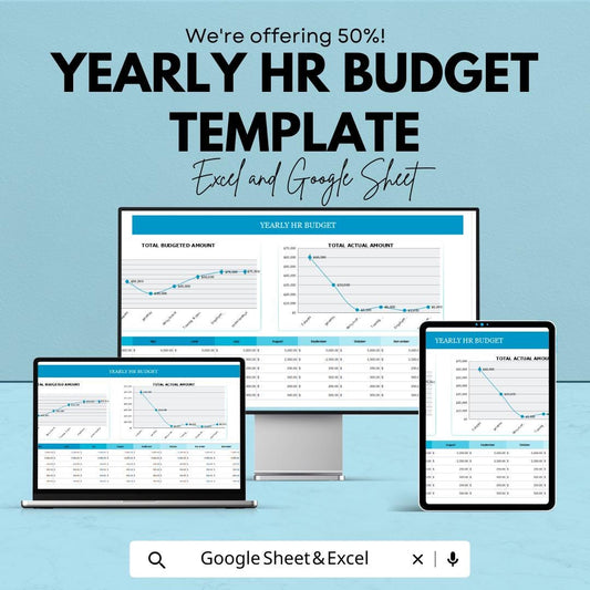 Yearly HR Budget Template | Excel & Google Sheets HR Budget Planner | Annual HR Expense Tracker | Human Resources Budget Spreadsheet