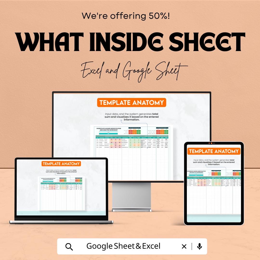 Workplace Hazard Identification and Analysis Worksheet Template | | Safety Management Spreadsheet | Occupational Safety Tracker