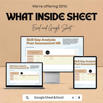 Skill Gap Analysis Post Assessment HR Template | Employee Skills Matrix | Training Needs Analysis | Excel & Google Sheets