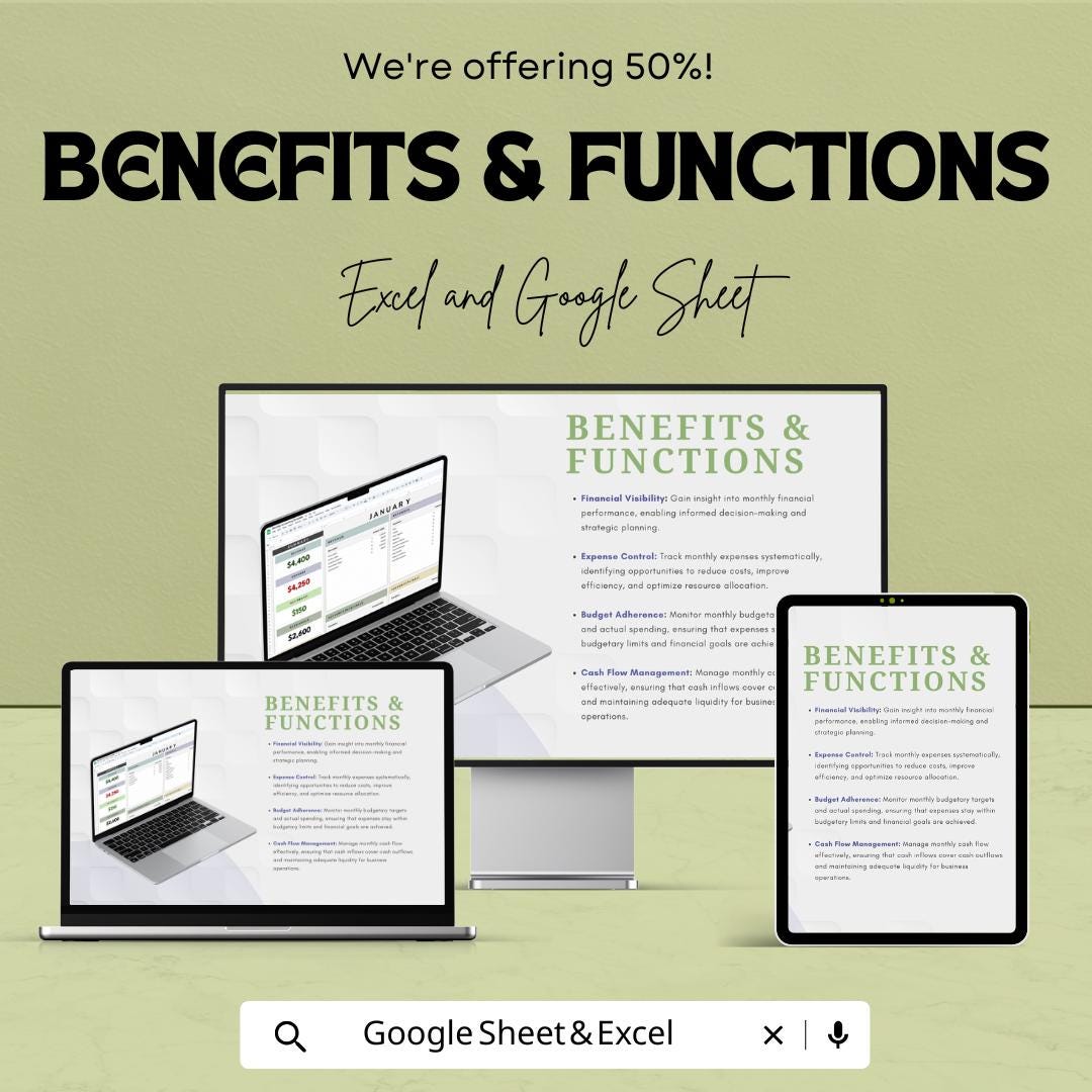 Monthly Accounting Template | Income & Expense Tracker | Monthly Finance Tracker | Accounting Sheet