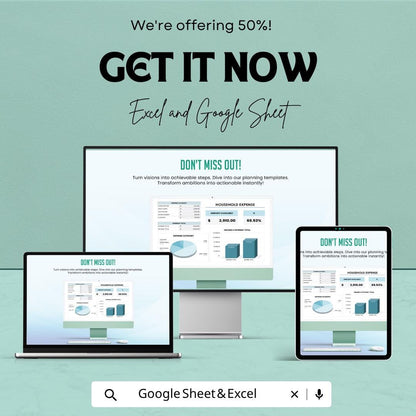 Household Expense Template | Home Budget Spreadsheet | Monthly Expense Tracker | Excel & Google Sheets | Family Budget Planner |