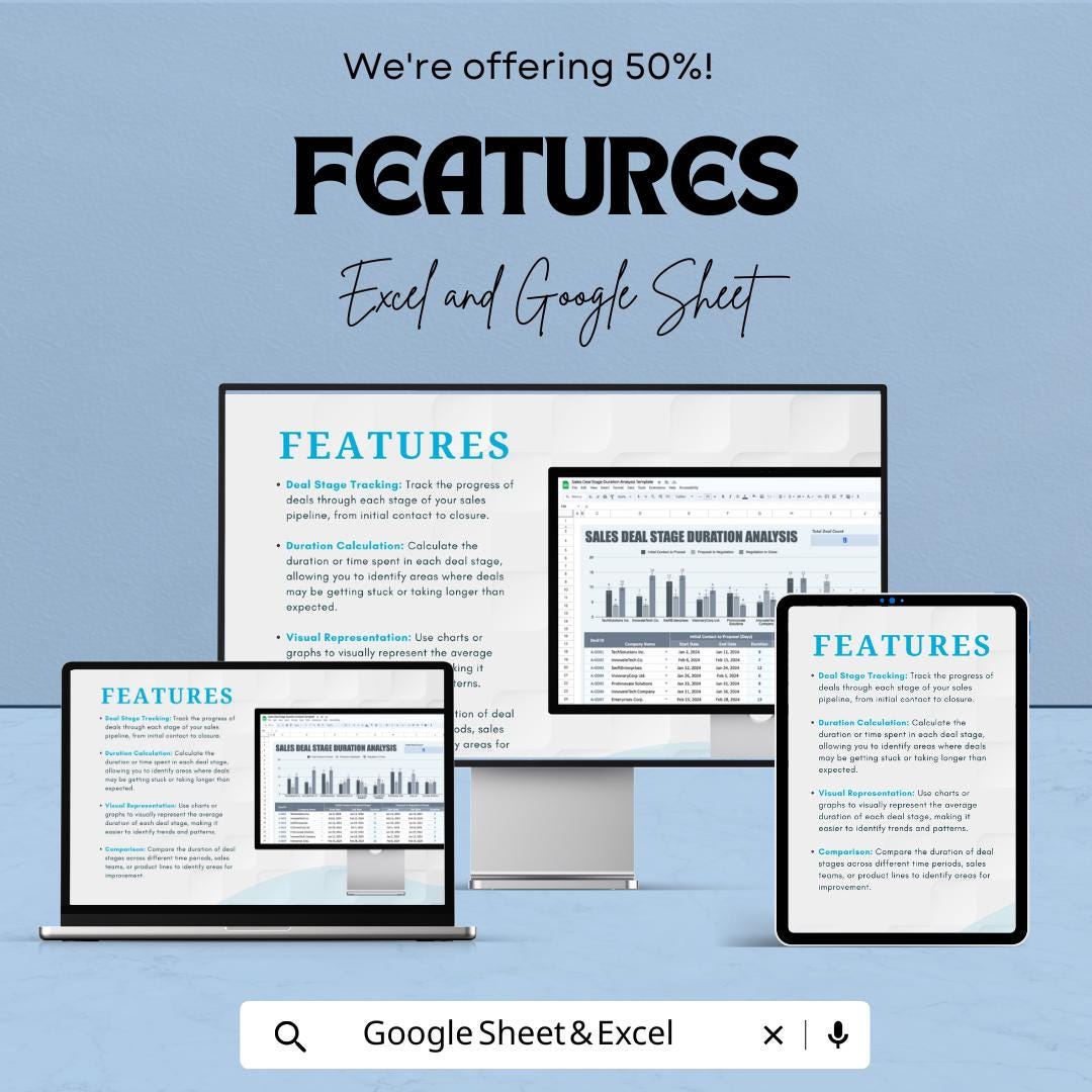 Sales Deal Stage Duration Analysis Template | Deal Stage Timing Dashboard | Sales Process Optimization Tool