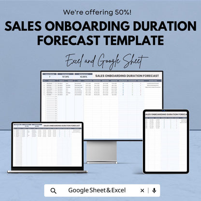 Sales Onboarding Duration Forecast Template | Excel & Google Sheets | Employee Onboarding Timeline Tracker | Sales Training Forecast Tool