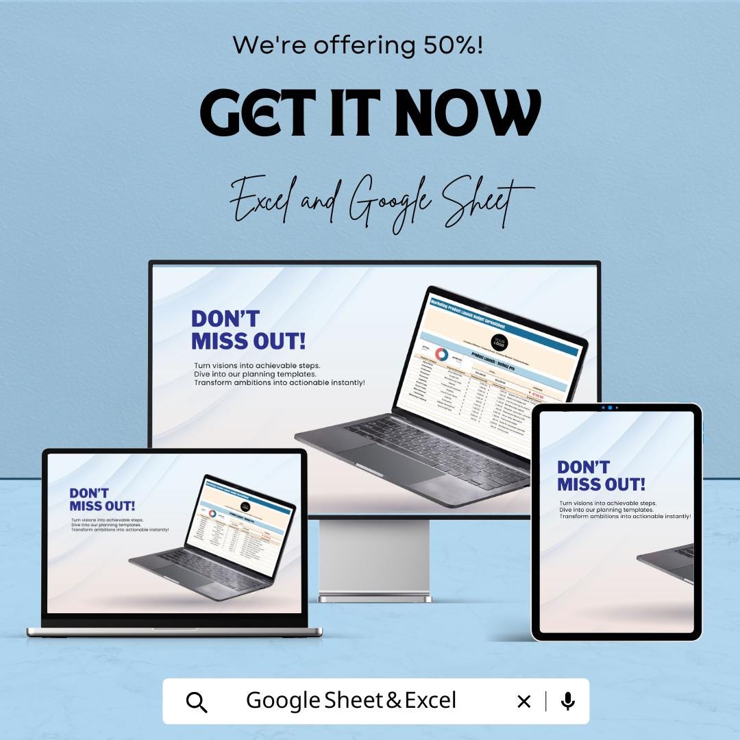Marketing Product Launch Budget Spreadsheet Template | Business Budget Planner | Marketing Expense Tracker | Financial Planning Sheet