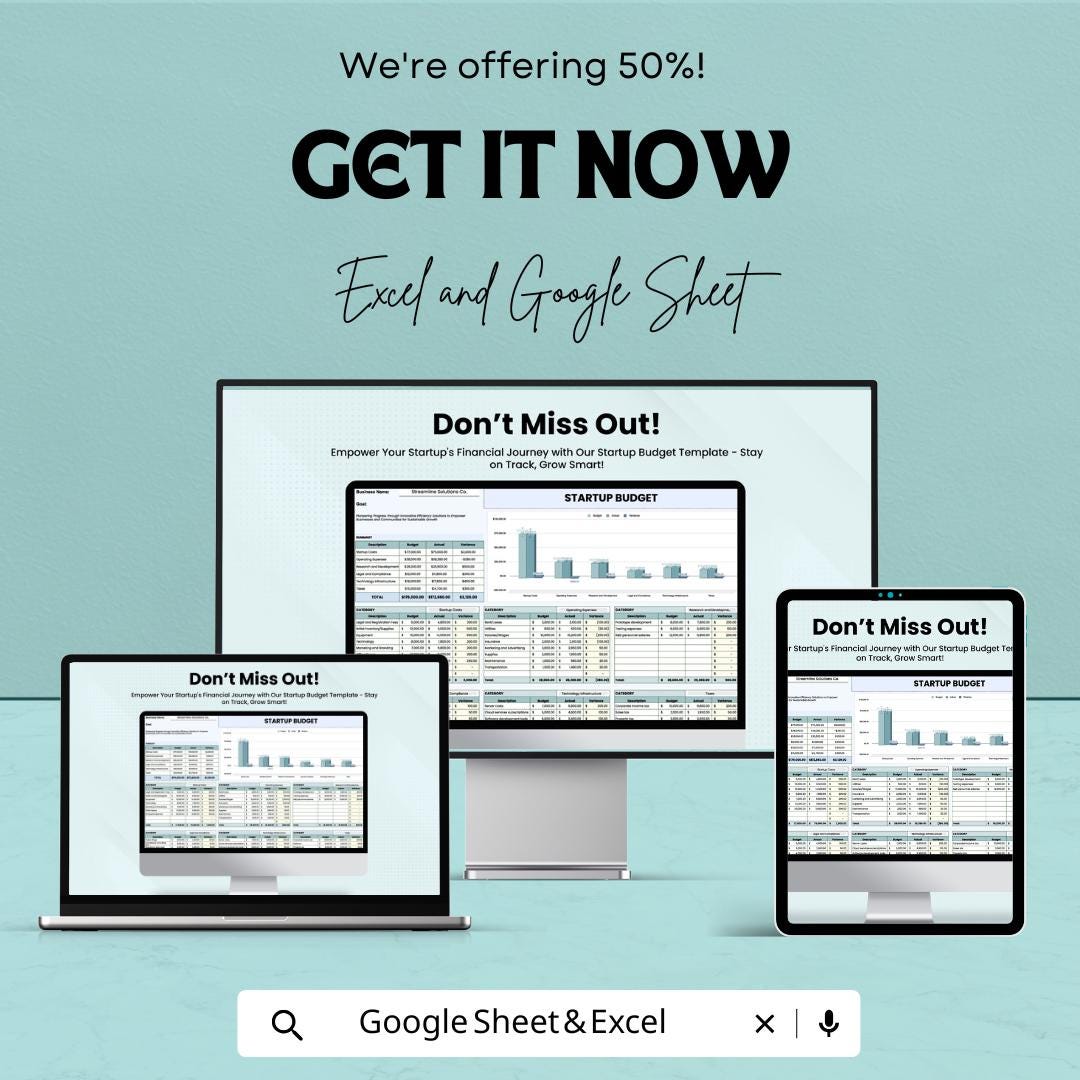 Startup Budget Sheet Template - Excel and Google Sheets for Financial Planning & Tracking