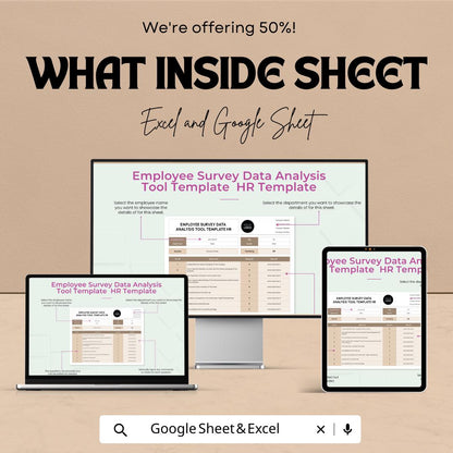 Employee Survey Data Analysis Tool Template | HR Template | Excel & Google Sheets | Employee Feedback Analysis | HR Survey Spreadsheet