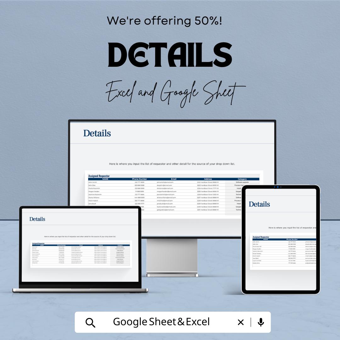 Change Management Spreadsheet Template | Project Change Log Tracker | Excel and Google Sheets Template | Change Request Log