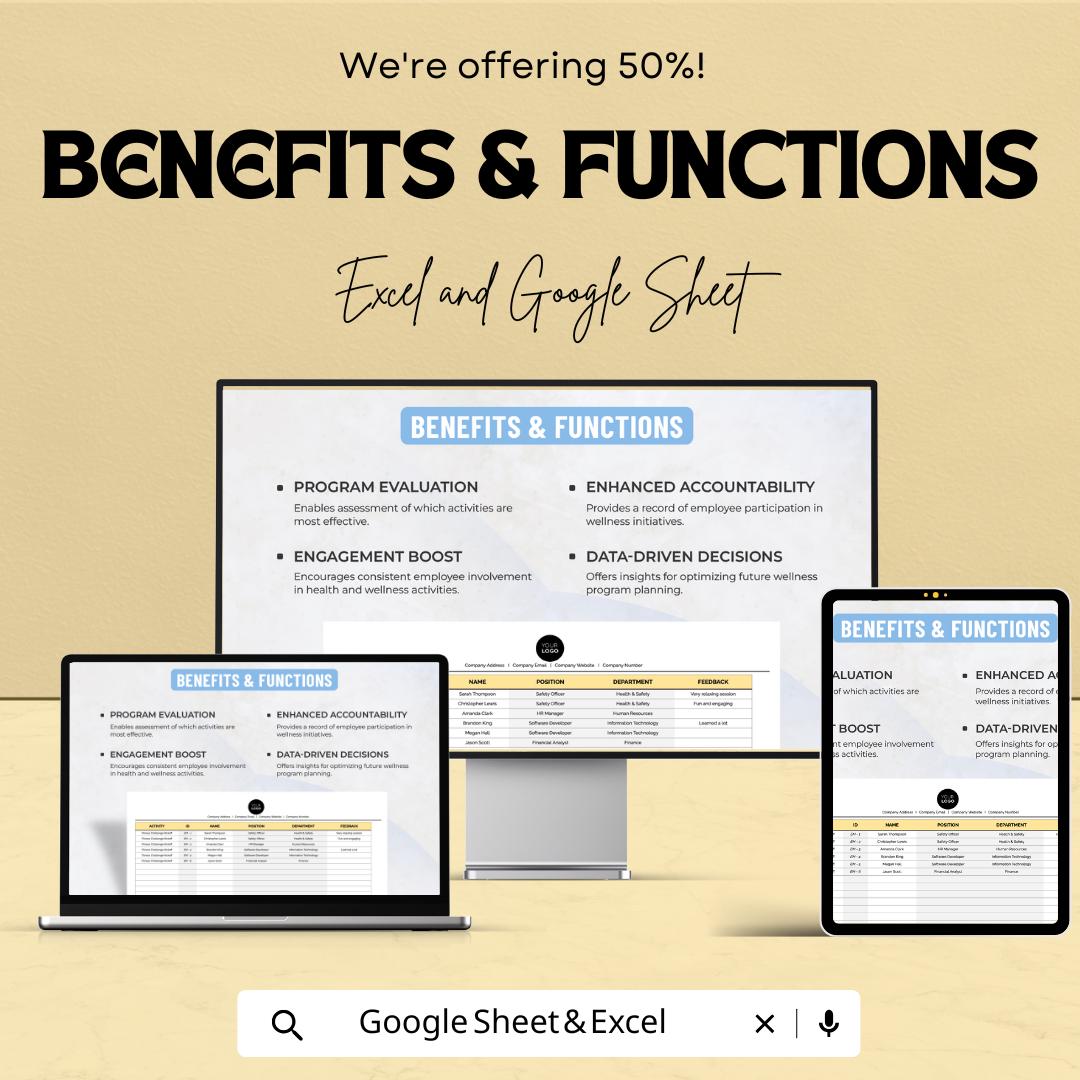Employee Wellness Activity Log Template | Excel & Google Sheets | Workplace Wellness Tracker | Employee Engagement Spreadsheet