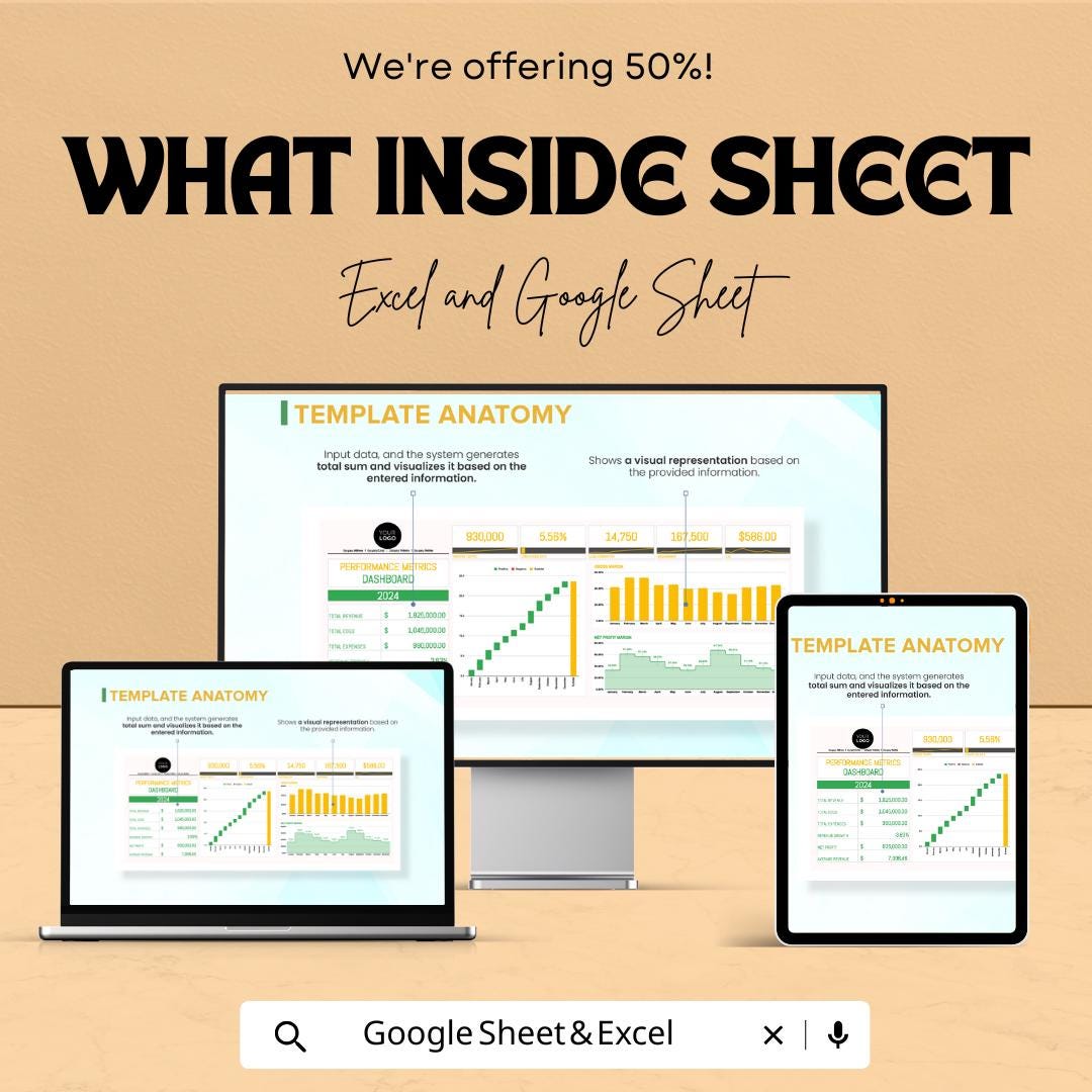 Startup Performance Metrics Dashboard Template | Business Performance Tracker | Startup Financial Metrics Spreadsheet