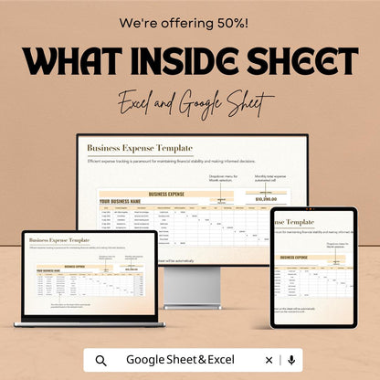 Business Expense Tracker Template, Monthly Expense Spreadsheet, Small Business Budget, Google Sheets & Excel Expense Log
