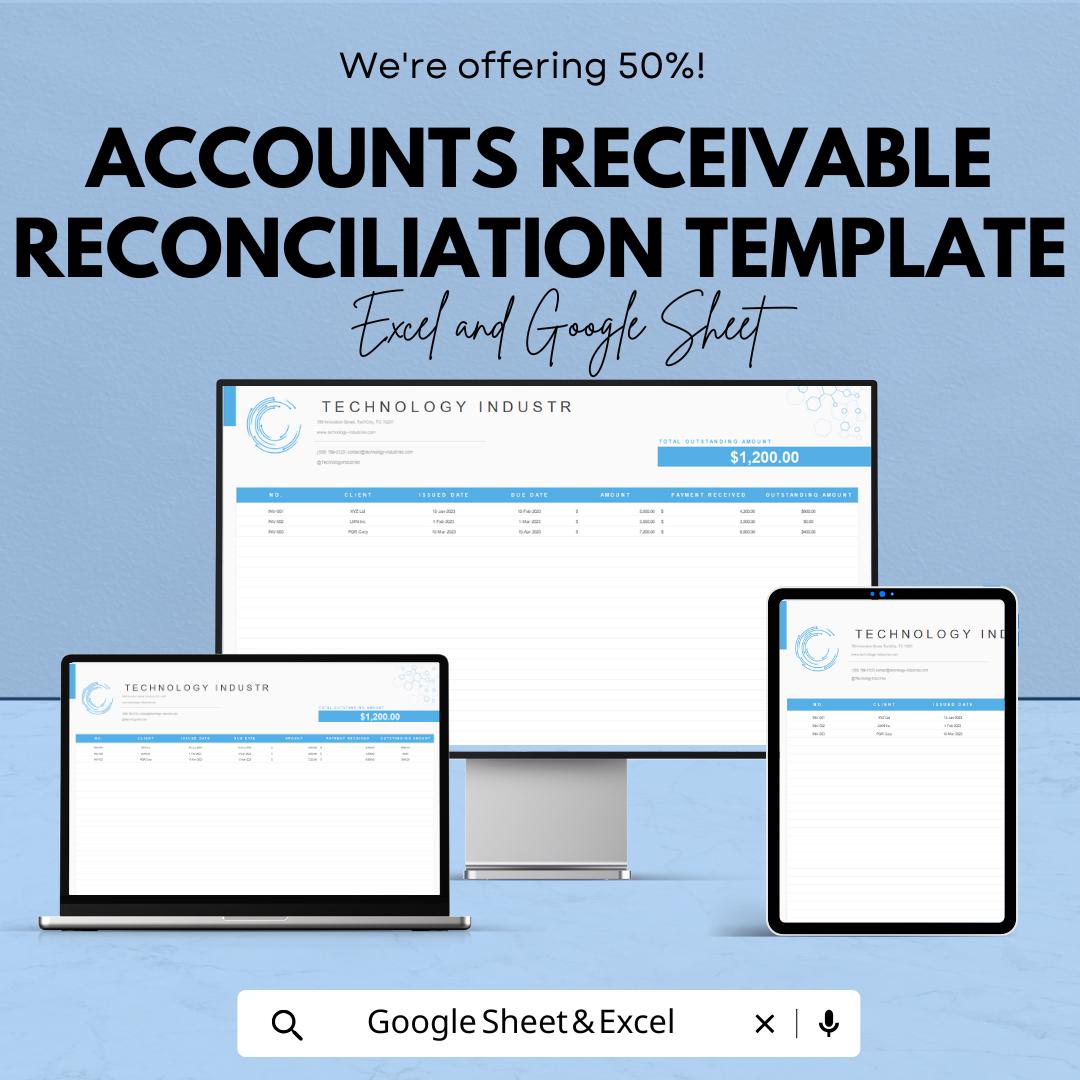 Accounts Receivable Reconciliation Template | Excel & Google Sheets | AR Tracker | Client Payment Log | Financial Reconciliation Spreadsheet