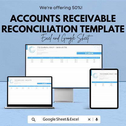 Accounts Receivable Reconciliation Template | Excel & Google Sheets | AR Tracker | Client Payment Log | Financial Reconciliation Spreadsheet