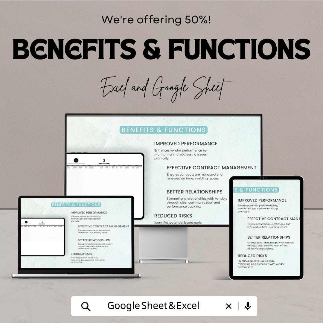 Operations Project Vendor Management Tracker Template | Vendor Performance Tracker | Excel & Google Sheets