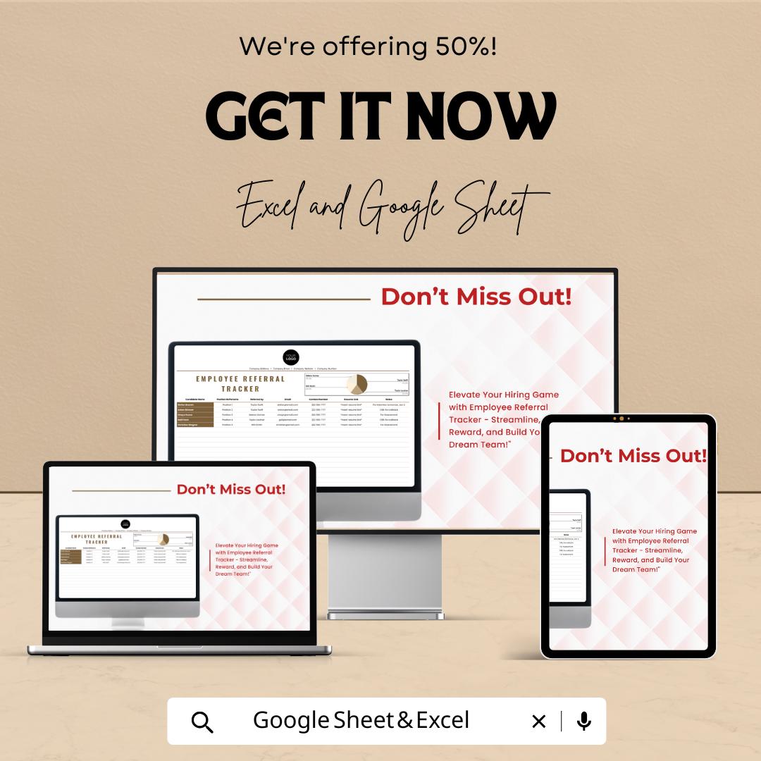 Employee Referral Tracker HR Template | Excel & Google Sheets | Employee Referral Program Tracker | Hiring and Recruitment Tracking Tool
