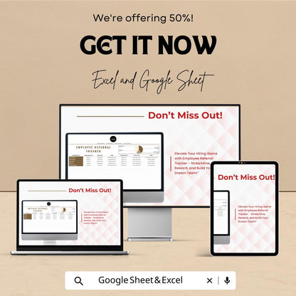 Employee Referral Tracker HR Template | Excel & Google Sheets | Employee Referral Program Tracker | Hiring and Recruitment Tracking Tool