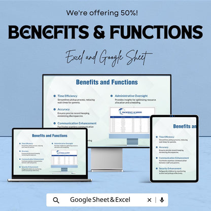 Parent Sign Out Sheet – Excel and Google Sheet Template | Track Parent Pickups & Child Sign Outs | 50% Off