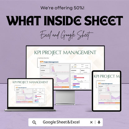 KPI Project Management Sheet | Excel and Google Sheets Dashboard | Task, Budget & Expense Tracker | Business Metrics and Strategy Planner