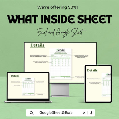 IT Employee Timesheet Tracker Template Excel Google Sheets, Work Hours Tracker Spreadsheet, Employee Time Log, IT Staff Time Tracking Sheet