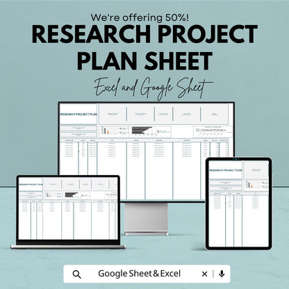 Research Project Plan Sheet | Google Sheets & Excel Template | Research Management | Project Planning Tool | Task Organizer |