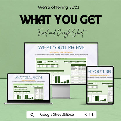 Project Budget Tracker Template, Excel & Google Sheets Budget Planner, Project Cost Tracker, Business Budget Spreadsheet, Financial Tracker