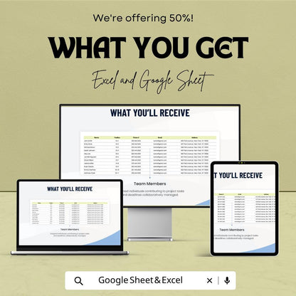 Project Work Schedule Template | Project Planner Spreadsheet | Task Tracker | Timeline Planner | Excel & Google Sheets | Project Management