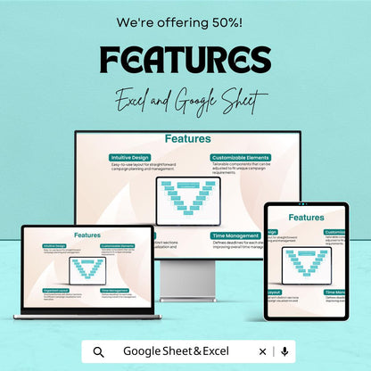 Template for Excel and Google Sheets | 50% Off! | Marketing Campaign Planner