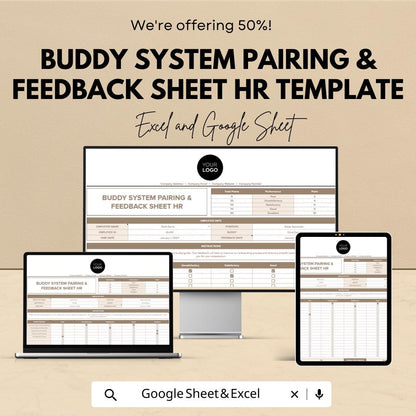 Buddy System Pairing & Feedback Sheet HR Template | Excel and Google Sheets Onboarding Tool | Employee Buddy Program Tracker