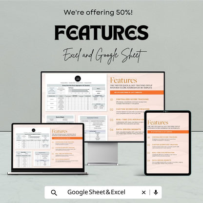 Group Interview Score Aggregator HR Template | Candidate Evaluation Tool | Interview Scorecard Excel & Google Sheets