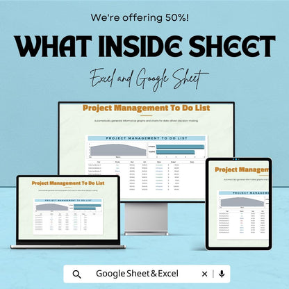 Project Management To Do List | Task Tracker Spreadsheet | Excel & Google Sheets | Team Gantt Chart | Project Timeline Planner