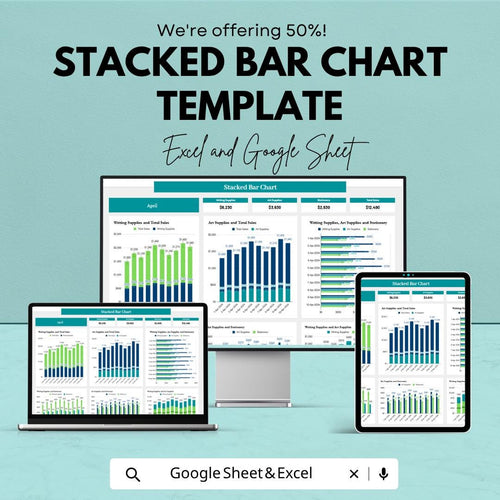 Stacked Bar Chart Template | Data Visualization Spreadsheet | Dashboard Chart Tool | Analytics Report Template
