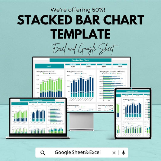 Stacked Bar Chart Template | Data Visualization Spreadsheet | Dashboard Chart Tool | Analytics Report Template