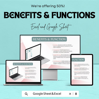 Cost Estimate Sheet - Excel & Google Sheets Template for Project Cost Estimation - 50% Off