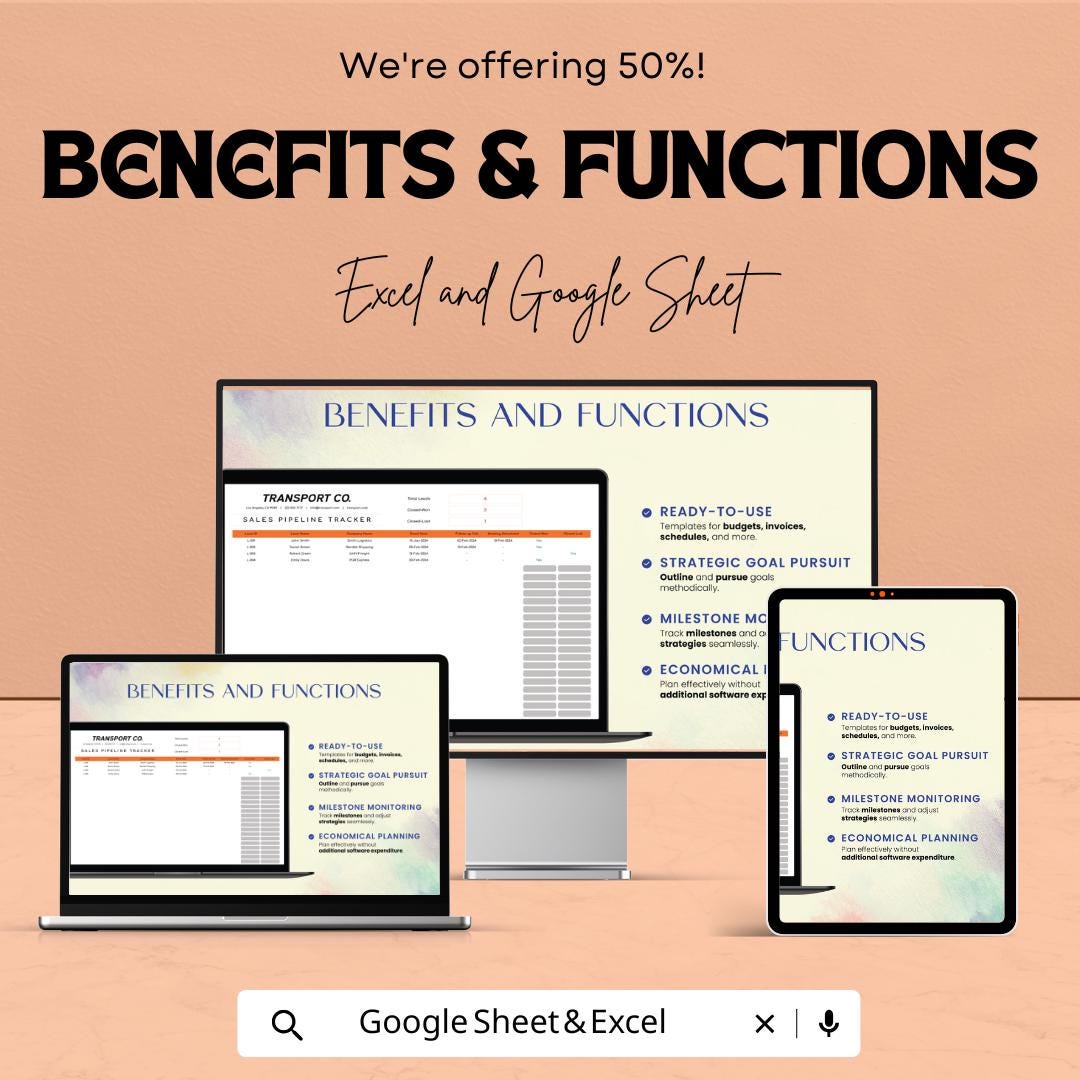 Transport & Logistics Sales Pipeline Tracker | Excel and Google Sheet CRM Template | Lead Tracker for Freight, Fleet and Trucking