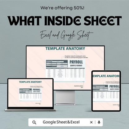 Payroll Sample Format Sheet – Excel & Google Sheet Template | Employee Payroll Management | 50% Off