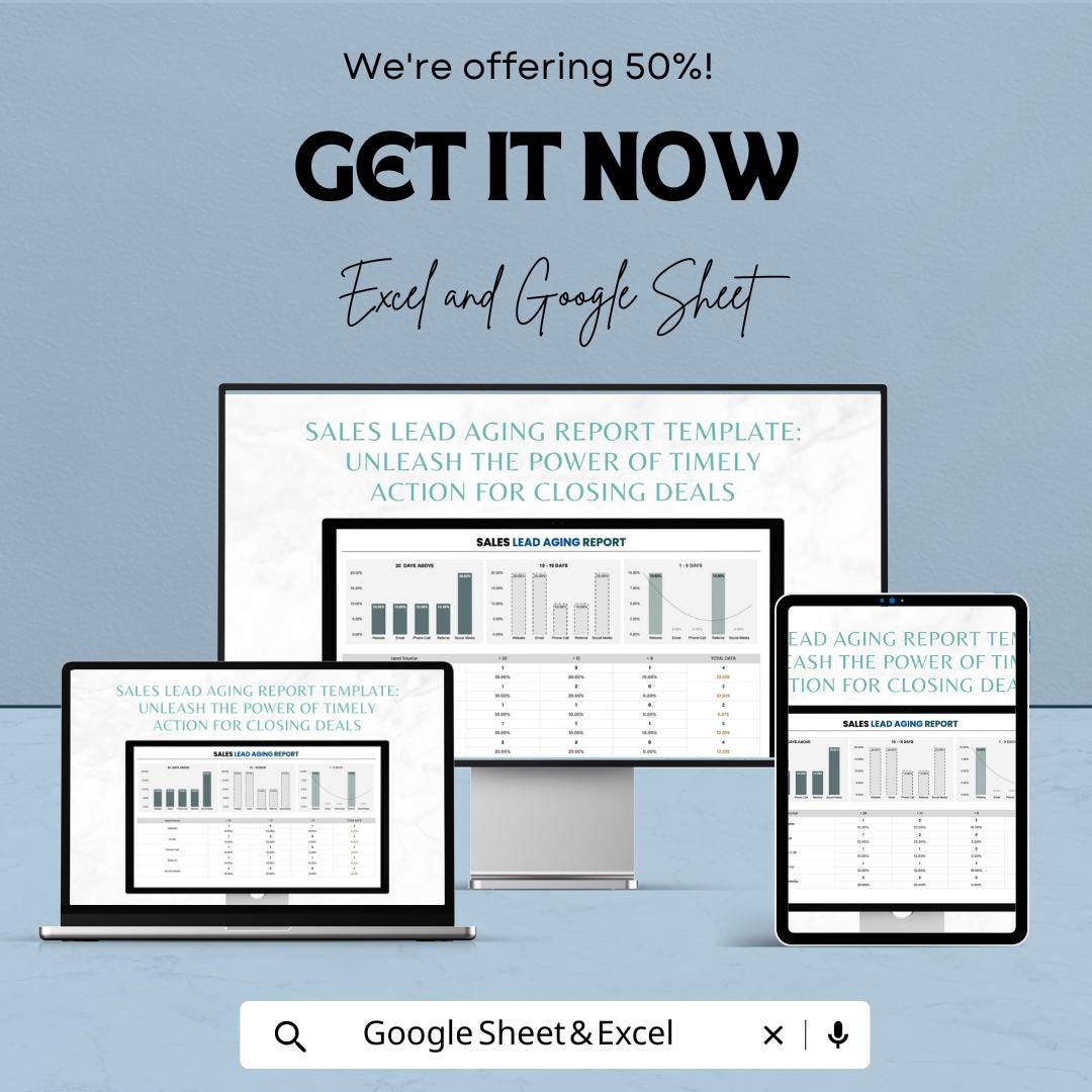 Sales Lead Aging Report Template |  Lead Pipeline Aging Analysis | Sales Follow-Up Tracker | Sales Lead Status Report