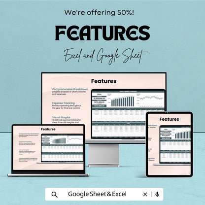 Yearly Budget Forecast Template, Annual Budget Planner, Excel & Google Sheets Budget Spreadsheet, Business Finance Tracker