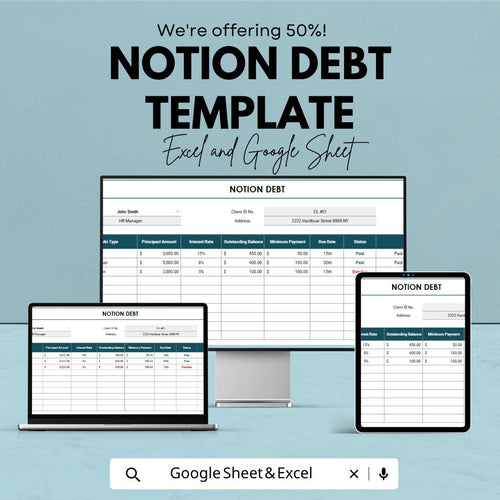 Notion Debt Template | Debt Tracker Dashboard | Personal Finance Debt Planner | Notion Finance Organizer | Debt Payoff Tracker