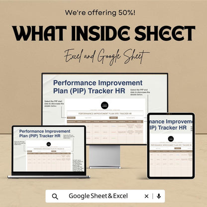 Performance Improvement Plan PIP Tracker HR Template , Employee Performance Tracker, HR Management Spreadsheet, PIp Plan Template