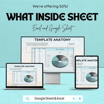 Pie Chart Template | Excel & Google Sheets | Sales Data Analysis Chart | Visualize Data with Pie Graph | Monthly Sales Tracking Tool