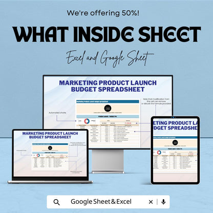 Marketing Product Launch Budget Spreadsheet Template | Business Budget Planner | Marketing Expense Tracker | Financial Planning Sheet