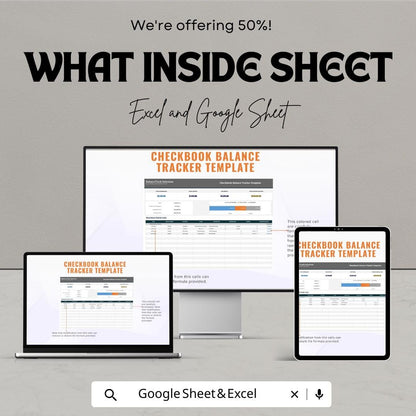 Checkbook Balance Tracker Template | Google Sheets & Excel | Digital Check Register |  Account Balance Tracker | Finance Planner