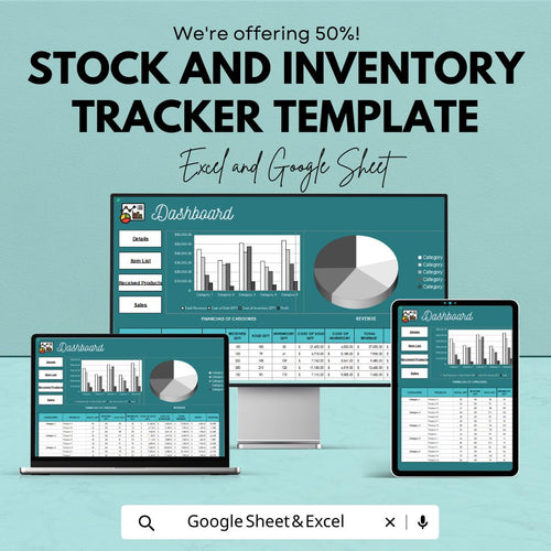 Stock and Inventory Tracker Template, Inventory Management Spreadsheet, Product Stock Log, Inventory Dashboard